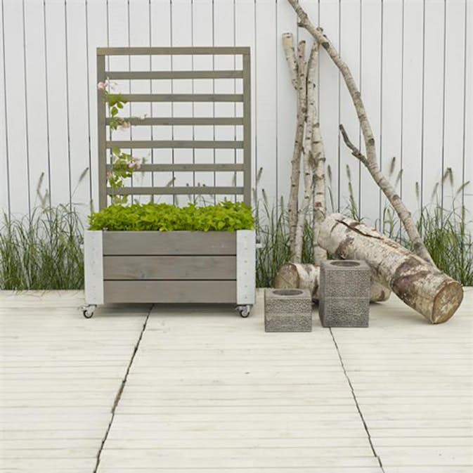 Blomlåda PLUS Cubic med Spalje Gråbrun 87x50x130 cm