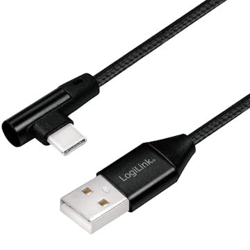 Vinklad USB-C-kabel LogiLink USB 2.0 Max 3A 1 m
