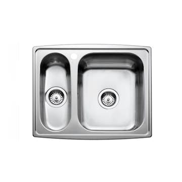 Diskho Intra Horizon HZ615SHR Rostfri Dubbel med Korgventil, Bräddavlopp & Vattenlås