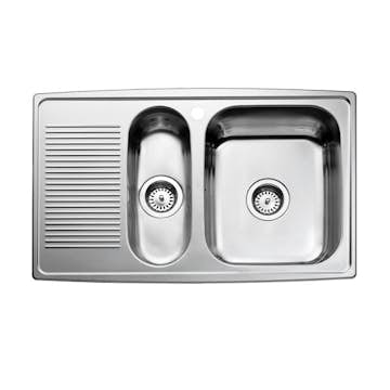 Infälld Diskbänk Intra Horizon HZD815SHR Rostfri Insatsbänk med Dubbel Diskho