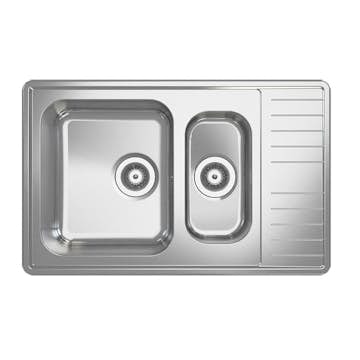 Infälld Diskbänk Stala Lyria L40-17S Rostfri med Dubbel Diskho