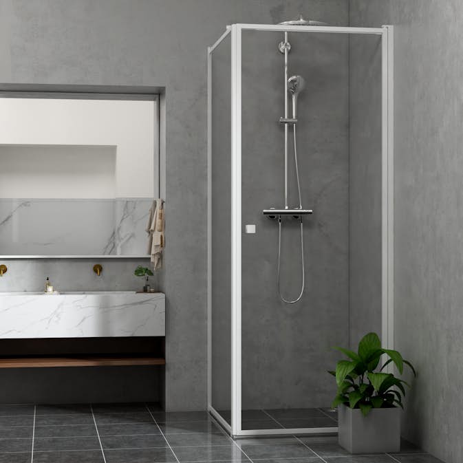 Duschhörn Bathlife Profil Rak Vägg + Rak Dörr Vit