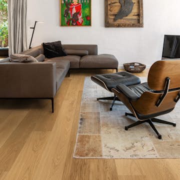 Parkettgolv Berg & Berg Ek XXL Klöver Borstad Naturolja 1-Stav