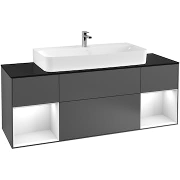 Tvättställsskåp Villeroy & Boch Finion med Två Hyllor och Bänkskiva för Centrerat Tvättställ