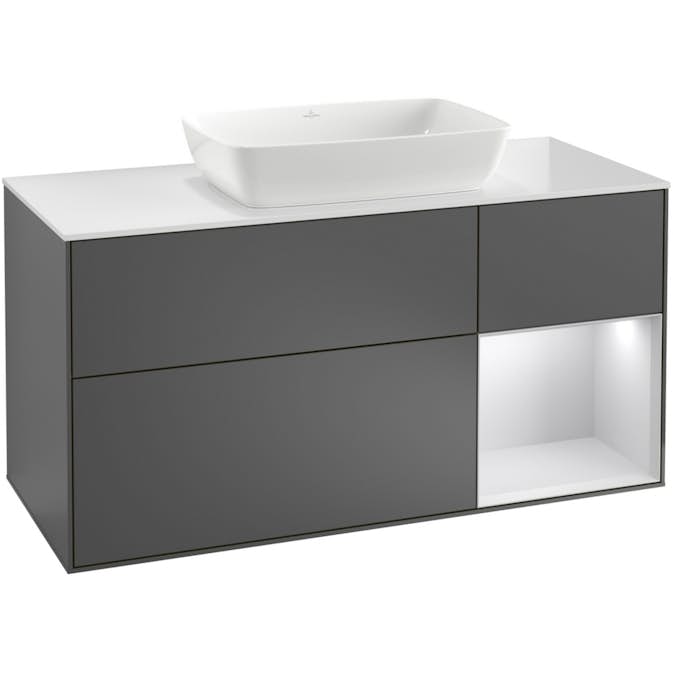 Tvättställsskåp Villeroy & Boch Finion med 3 Lådor Hylla och Bänkskiva för Fristående Tvättställ från Artis & Collaro