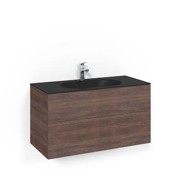 Tvättställsskåp Macro Design Crown Push Open Med Glastvättställ