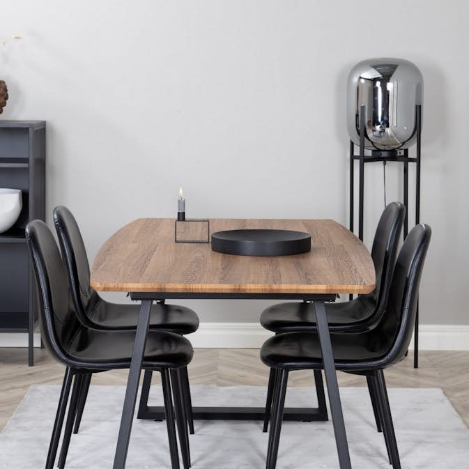 Matgrupp Venture Home Ina med 4 Pobbie Stolar Konstläder Svart