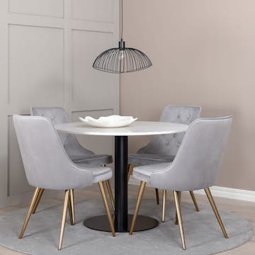 Matgrupp Venture Home Razzia med 4 Velvet Deluxe stolar