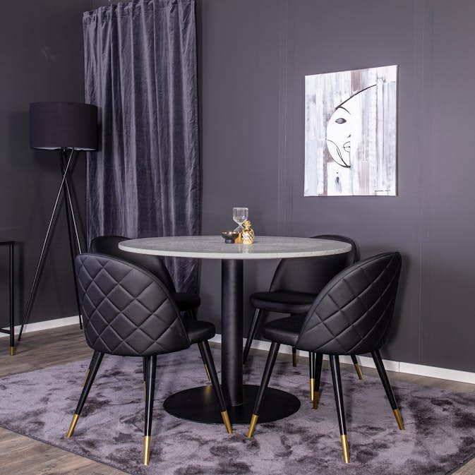 Matgrupp Venture Home Roxanna med 4 Valentina Stolar Konstläder