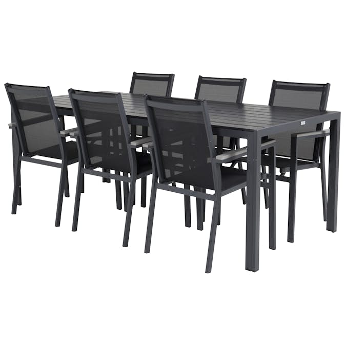 Matgrupp Utomhus Venture Home Bront 205 med 6 Pincy Trädgårdsstolar