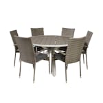 Matgrupp Utomhus Venture Home Pincy Ø140 med 6 Asta Trädgårdsstolar