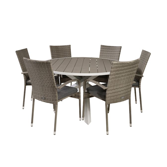 Matgrupp Utomhus Venture Home Pincy Ø140 med 6 Asta Trädgårdsstolar