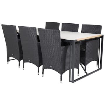 Matgrupp Utomhus Venture Home Tilly 200 med 6 Milwa Trädgårdsstolar