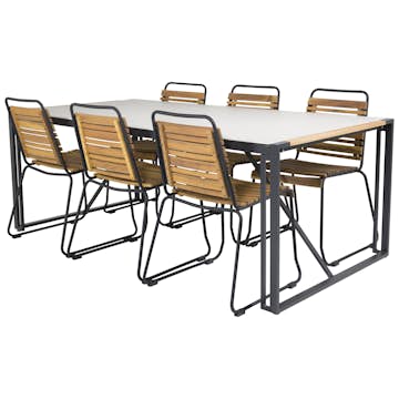 Matgrupp Utomhus Venture Home Tilly 200 med 6 Berfin Trädgårdsstolar