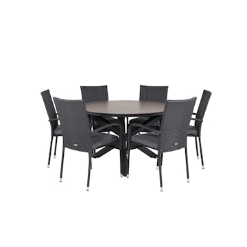 Matgrupp Venture Home Lea Ø 120 med 6 Asta Stolar