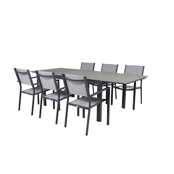 Matgrupp Venture Home Lova 160/240 med 6 Copacabana Karmstolar