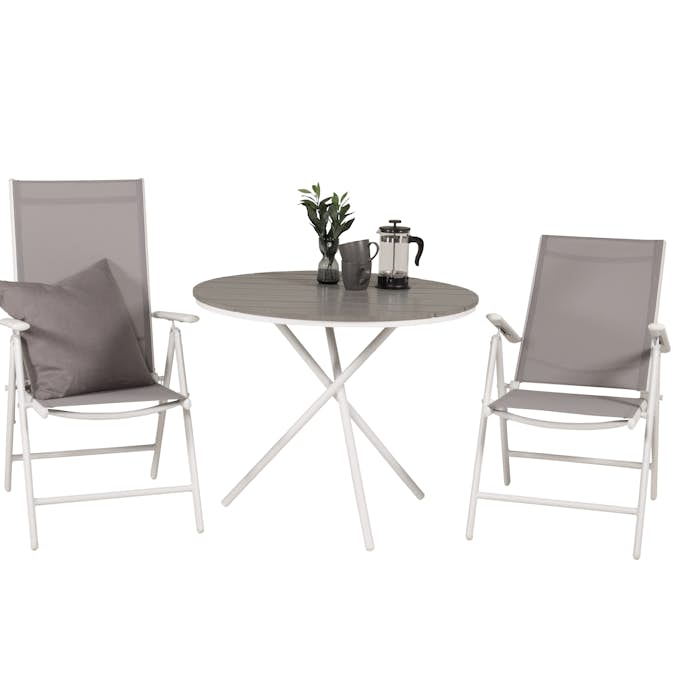 Cafégrupp Venture Home Pincy Ø 90 med 2 Bront Trädgårdsstolar Utomhus