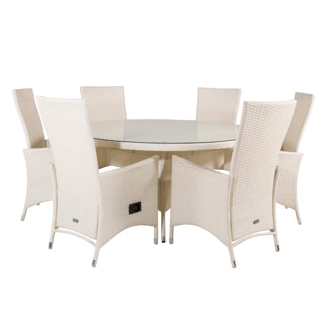 Matgrupp Utomhus Venture Home Virda Ø 150 med 6 Pishi Trädgårdsstolar