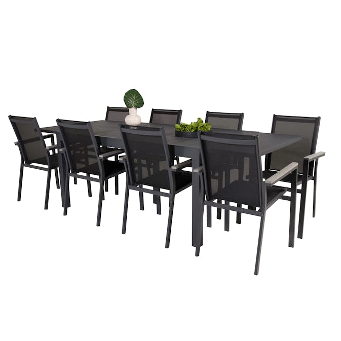 Matgrupp Utomhus Venture Home Madrid 160/240 med 8 Pincy Trädgårdsstolar