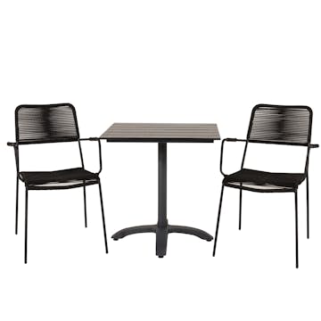 Cafégrupp Venture Home Coco med 2 Leon Karmstolar