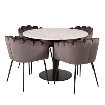 Matgrupp Venture Home Estelle med 4 Limhamn Runt Stolar