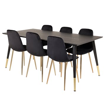 Matgrupp Venture Home Disa med 6 Pobbie Stolar Sammet