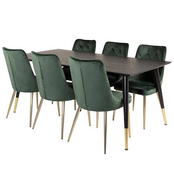 Matgrupp Venture Home Dipp med 6 Velvet Deluxe Stolar