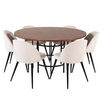 Matgrupp furniture/fashion Copenhagen med 6 Valentina Sammet Stolar