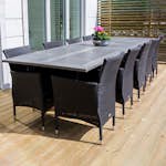 Matgrupp Utomhus Venture Home Albany 224-324x100 cm med 10 Malin KarmTrädgårdsstolar