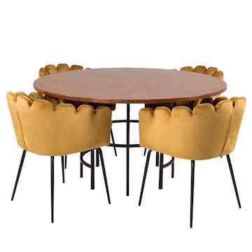 Matgrupp Venture Home Copenhagen med 4 Limhamn Guld Stolar