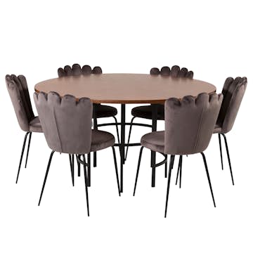 Matgrupp furniture/fashion Copenhagen med 6 Gråa Limhamn Light Stolar