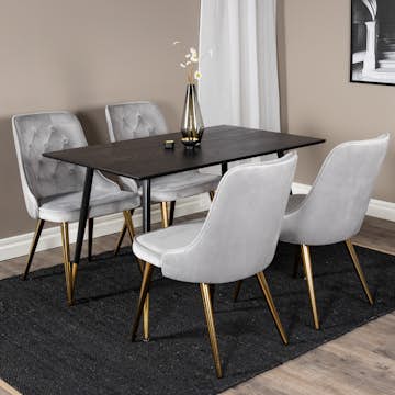 Matgrupp Venture Home Dipp med 4 Velvet Deluxe Stolar