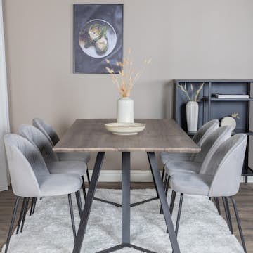 Matgrupp Venture Home Madde med 6 Wrigley Stolar Sammet