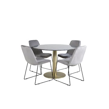 Matgrupp Venture Home Estelle med 4 Muscot Stolar Sammet