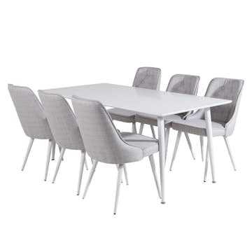 Matgrupp Venture Home Pobbie med 6 Vera Stolar Vita Ben