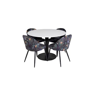 Matgrupp Venture Home Roxanna med 4 Valentina Stolar Polyestertyg Runt