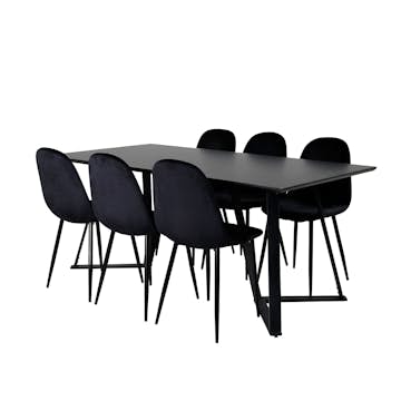 Matgrupp Venture Home Marina med 6 Polar Velvet stolar