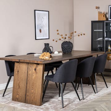 Matgrupp Venture Home Logger med 6 Velvet stolar