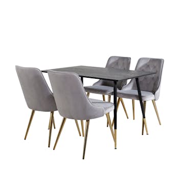 Matgrupp Venture Home Dipp med 4 Velvet Stolar