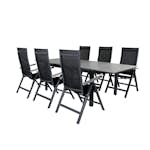 Matgrupp Venture Home Lova 160 Svart med 6 Aleyna Positionsstolar