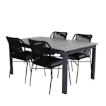 Matgrupp Venture Home Lova med 4 Jefferson Stapelbara Matstolar