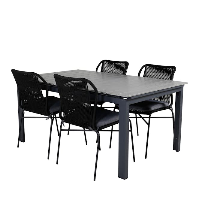 Matgrupp Venture Home Lova med 4 Jefferson Stapelbara Matstolar