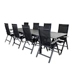 Matgrupp Venture Home Lova 224 Svart med 8 Aleyna Positionsstolar