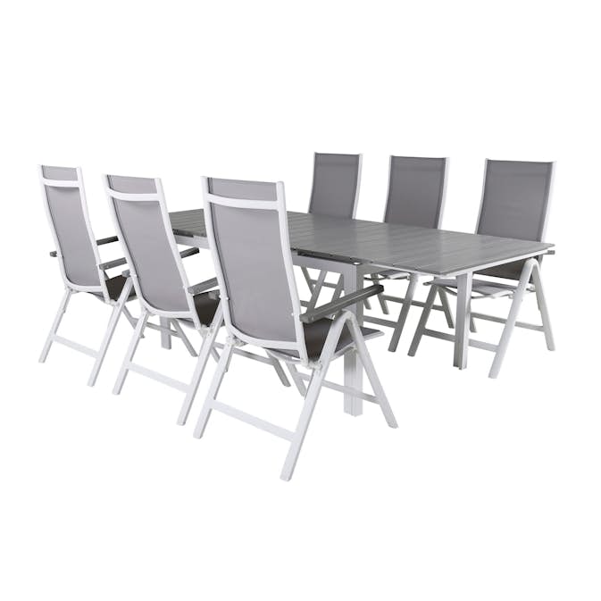 Matgrupp Venture Home Lova 160 Vit med 6 Aleyna Positionsstolar