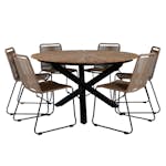 Matgrupp Utomhus Venture Home Mendi Rund med 6 Levi Stol Latte