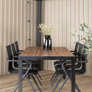 Matgrupp Utomhus Venture Home Bois med 6 Act Trädgårdsstolar