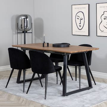 Matgrupp Venture Home Inca med 4 Velvet stolar