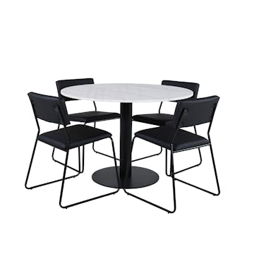 Matgrupp Venture Home med Ester Matbord och 4 Kungshamn Matstolar i Konstläder