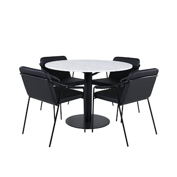 Matgrupp Venture Home med Ester Matbord och 4 Tjärö Matstolar