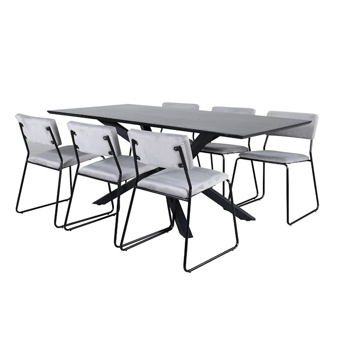 Matgrupp Venture Home med Piata Matbord och 6 Kungshamn Matstolar i Sammet